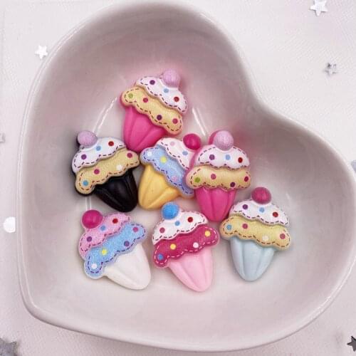 New 20pcs Resin Colorful Ice Cream Flatback Figurines Cabochon Scrapbook DIY Home Embellishments Accessories Craft H55