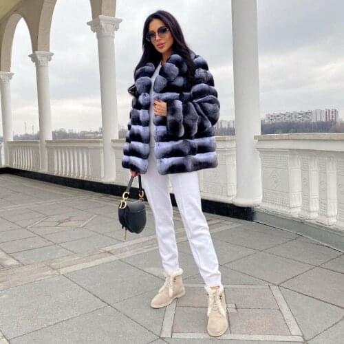 TOPFUR 2021 New Arrival Real Rex Rabbit Fur Coat Natural Fur Top Fashion Jacket Slim Female Thick Warm Winter Luxury Overcoat