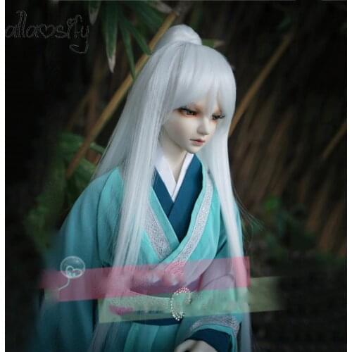 Allaosify Bjd wig/ SD as boy doll white long straight hair 1/3 1/4 1/6 high temperature doll wigs bjd hair free shipping