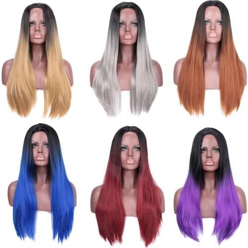 Synthetic Long Straight Hair Wig For Women Natural Middle Part Daily Party Heat Resistant Glueless Hair Wigs