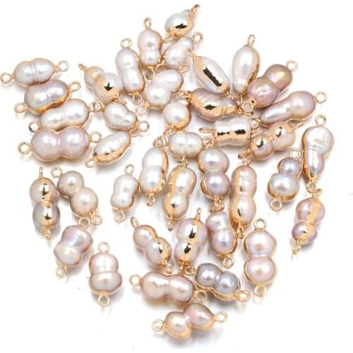 Natural Freshwater Pearl Pendant irregular Double hole connector Pendants for Jewelry Making DIY Bracelet Necklaces Accessories