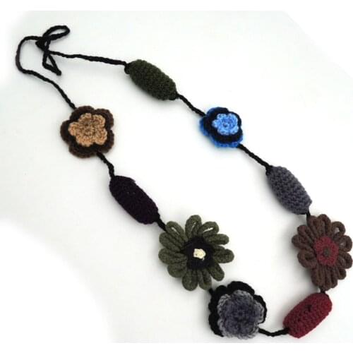Clearance Sale Blue Blossom Army Green crochet flower nursing necklace, soft light necklace comfortable jewelry NW1964