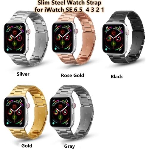 2021 Slim Stainless Steel Watch Strap for iWatch Series SE 6 5 4 Metal Wrist Watch Bands for Apple Watch 3 2 1 Ultra Thin