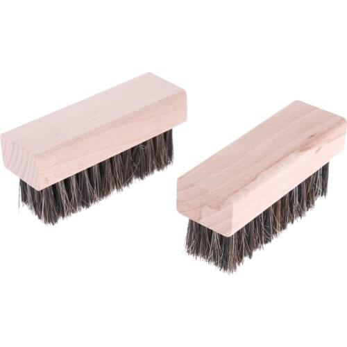 2 Pieces Professional Horsehair Bristles Shoes Clean Brushes for Boots Shoes Other Leather Care