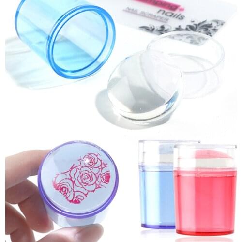 4CM Head Nail Stamper With Plastic Scraper Set Nail Art Stamp For Stamping Polish Print Manicure Transparent Stamp Kit