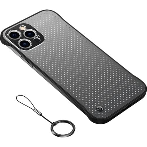 Silicone Phone Case For iPhone 11 12 Pro Max Shockproof Breathable Mobile Phone Case Protection Cover+Phone Buckle Lanyard