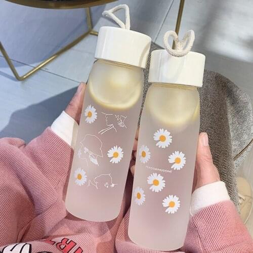 Glass Water Bottle Simplicity Lovely Water Cup Household Outdoor Glasses Thermos Bottle Lovers Lovers Drinkware Water Jug