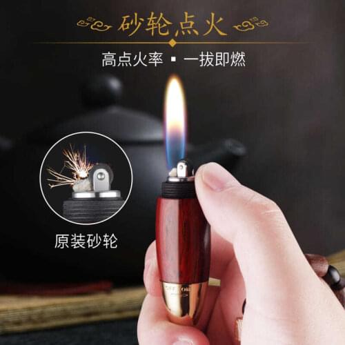 Grinding Wheel Style Creative Personality Tide Vintage Flint Sandalwood Mini Kerosene Lighter