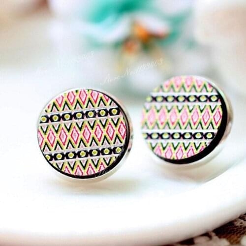 Unique 3D Geometry Embossed 16mm Round Coloured Drawing pattern Laser Cut wood Cabochon DIY for Rings, Earring,Brooch,Necklace