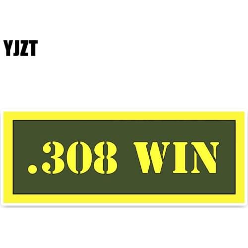 YJZT 13CM*4.9CM Gun Safety Hunting .308 WIN Ammo High Quality Car Sticker Decals PVC 5-0067