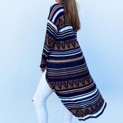 Long Cardigan Retro Autumn Long Sleeve Geometry Printed Long Cardigan Women Coat for Work