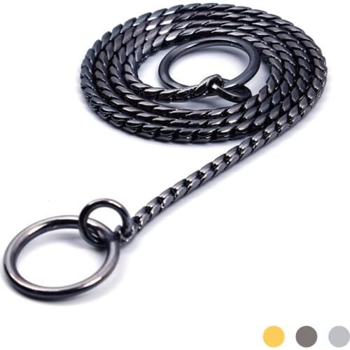 Gold Dog Chain Collar Choker Necklace Training Dogs Collar Metal Strong Pet Collars Black Snake P Chain for Small Large Dogs