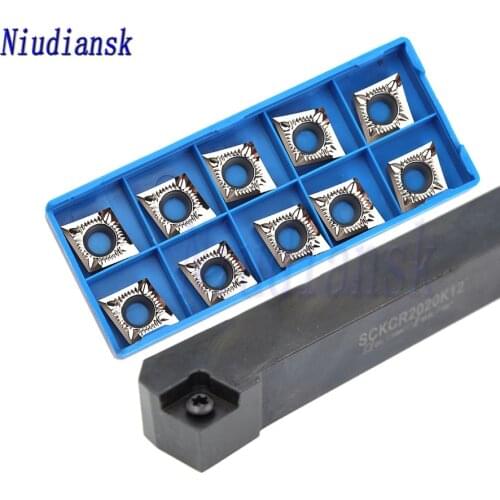 10pcs CCMT1204 Carbide Inserts CNC Lathe Tools 1pc SCKCR2020K12 External Turning Tool Holder SCKCR2525M12 Arbor SCKCL Lathe Suit