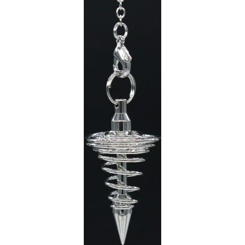 100-Unique 1 Pcs Silver Plated Metal Spring Circular Cone Shape Pendant Pendulum Jewelry