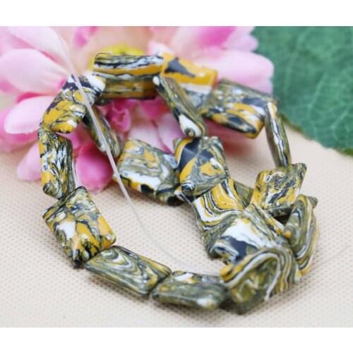 13*18 Hot sale Flowers Yellow Turkey Stone Rectangle loose beads Jewelry crafts making design 15inch Women Girls Gifts stone DIY