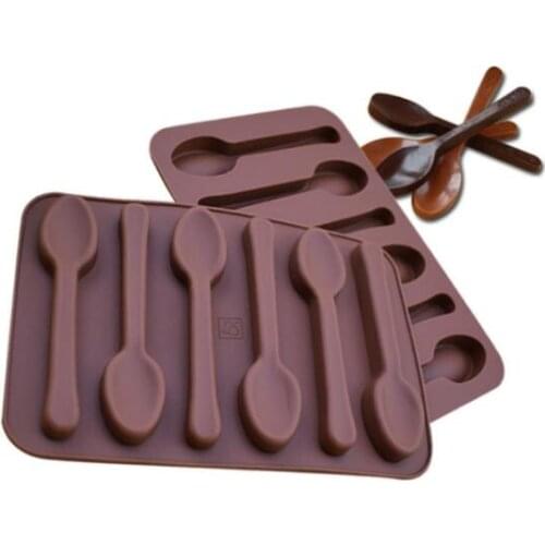 150pcs/lot Fast Shipping 6 Spoons Shape Chocolate Molds Silicone DIY Cake Decoration Moulds Jelly Ice Baking Mould Cake Mold