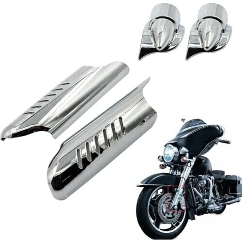 2x Lower Fork Leg Cover Deflectors Shield For Harley Glide FLHT Road King Chrome Leg protector