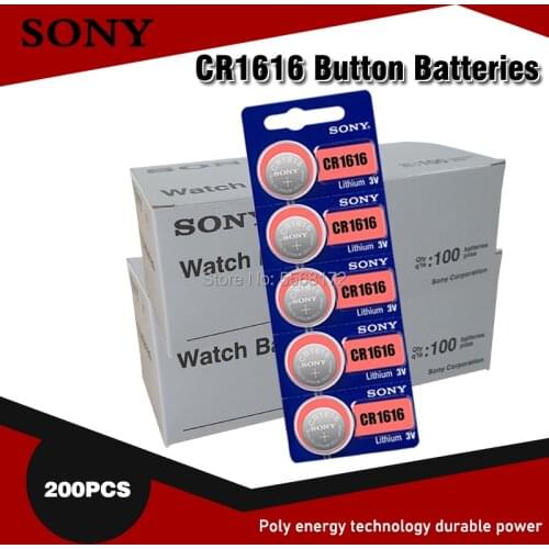 200PCS Sony Original CR1616 Button Cell Battery For Watch Car Remote Key cr 1616 ECR1616 CR1616-1W 3v Lithium Batteries