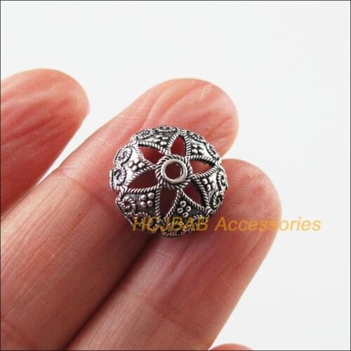 30 New Heart Spacer Tibetan Silver Color Round Connectors End Beads 15mm