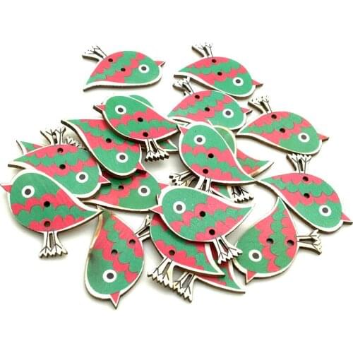 30PCS 31X28mm Mini Cute Bird Shape Childs Buttons Wooden Buttons DIY 2 Holes Wood Buttons Painting Sewing Scrapbooking SC099