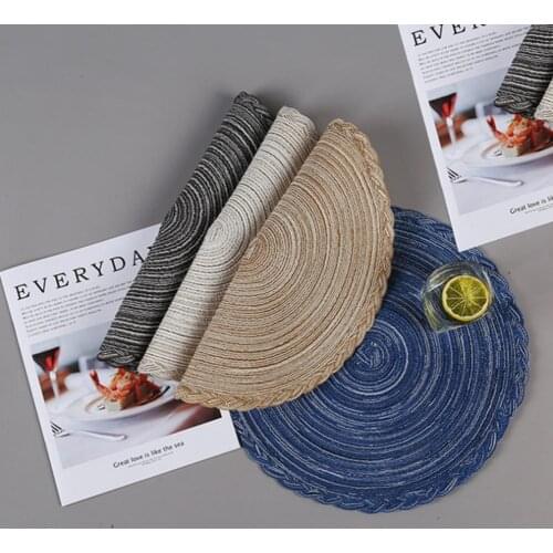 4 Color Practical Table Placemat Round Shape Cup Mat Braided Non-slip Drink Pad Heat-resistant Tableware Pot Holder Mat for Home