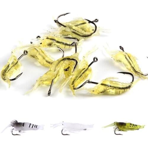 5Pcs/Lot Luminous Shrimp Silicone Artificial Bait Simulation Soft Prawn With Hooks Carp Wobbler For Fishing Tackle Lure