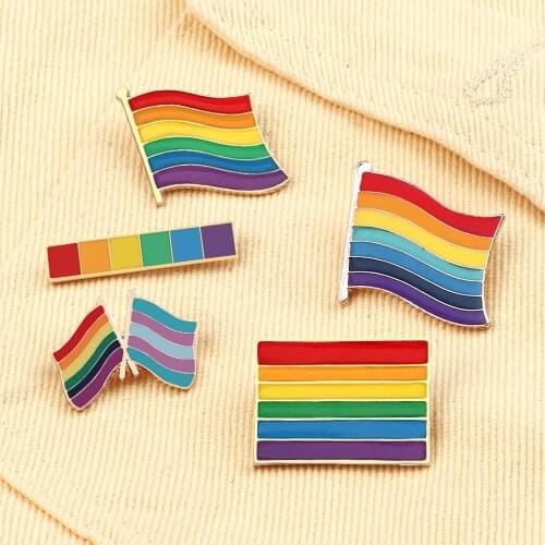 5 Style LGBT Rainbow Banner Enamel Pins Fashion Flag Brooches Bag Decoration Clothes Lapel Pin Badges Jewelry Gift for Lover New