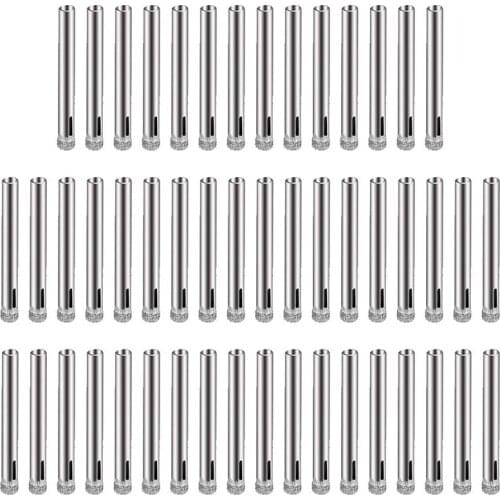 50Pcs Diamond Coated Drill Bit Set 6mm Diamond Tipped Hole Saw for Tile, Glass, Ceramics, Porcelain, Marble