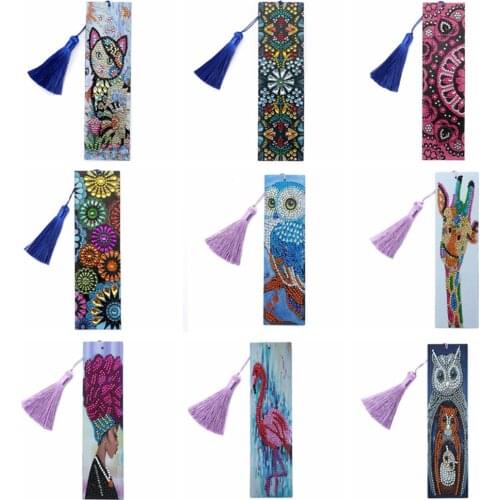 5D DIY Diamond Painting Bookmark Leather Tassel Book Marks Special Shaped Diamond Embroidery DIY Craft