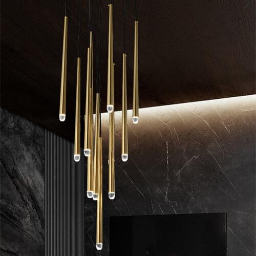 American RH Villa Stairs Led Chandelier Led G9 Pendant Chandelier Led Hanging Chandelier Lighting Led Suspension Lamp Fixtures
