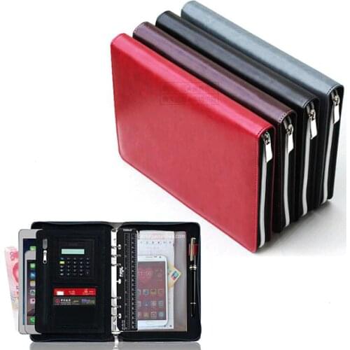 A5 Notebook Logo Custom Padfolio Leather Organizer Planner Binder Loose Leaf Spiral Diary Writing Pads