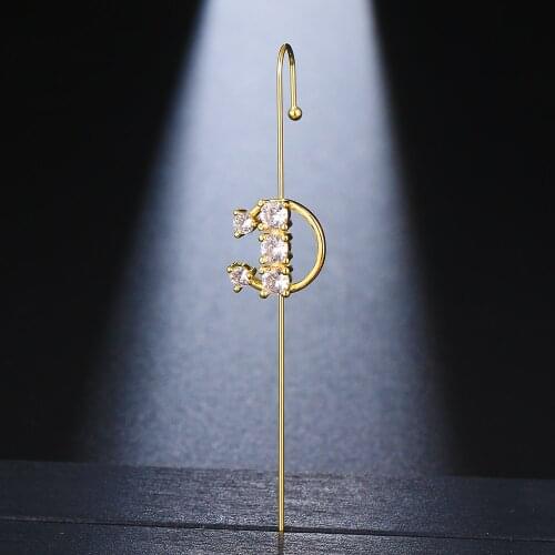 Emmaya New Arrivals Unique Jewelry 1 Pcs Earring Women Alloy Cross Ear Pin Design Line Around Earrings Zircon Wedding Accessorie