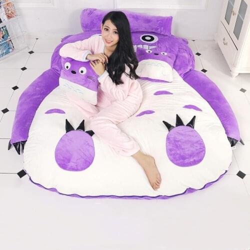 Purple My Neighbor Totoro Lazy Sofa Bed Sleeping Bag Filled Soft Cartoon Cute Tatami Folding Floor Double Thicker Mattress