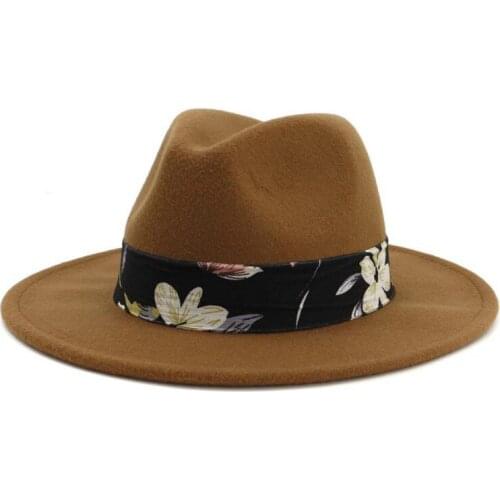 H7565 Fall Winter Ladies Korean Fedoras Hat Women Flat Eave Wool Felt Jazz Cap Female Fashion Elegant Casual Retro Vintage Hats