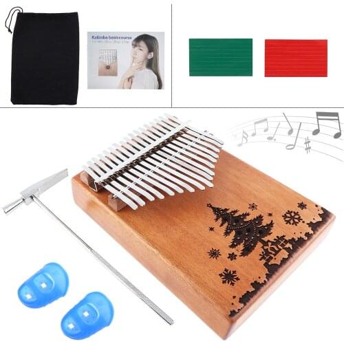 17 Key Kalimba Christmas Tree Sound Hole Single Mini Board Mahogany Thumb Piano Mbira Natural Keyboard Instrument Christmas Gift