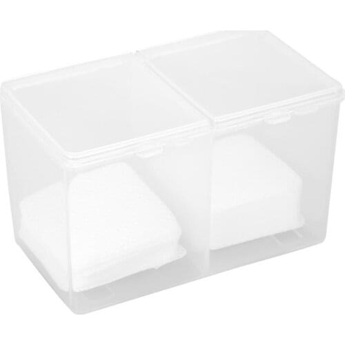 2 Grids Cotton Pads Swabs Container Nail Polish Remover Cleaning Glitter Nail Art Gel Powder Organizer Storage Box