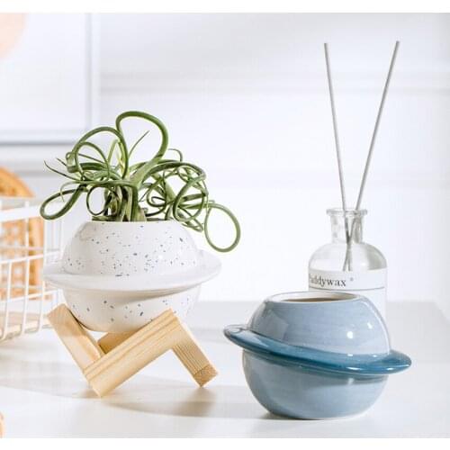 Creative Simple Ceramic Succulent Flower Pot Balcony Cactus Decoration Plant Flower Pot Desktop Mini Planet Small Flower Pot