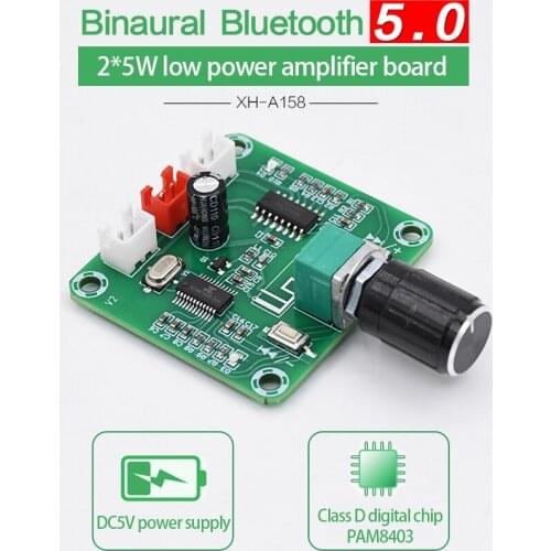 KYYSLB DC5V 2*5W XH-A158 Ultra Clear Bluetooth 5.0 Amplifier Board PAM8403 Low Power DIY Wireless Speaker Amplifier Board