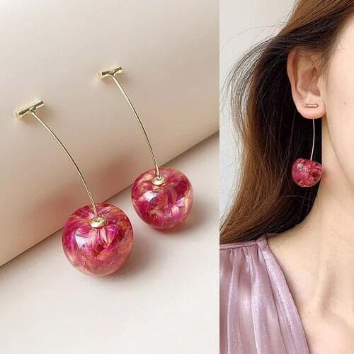2020 Hot sale Resin Cherry Long Drop earrings for women Sweet Fruit Ear Dangle Charming Pendant Jewelry Gifts kolczyki серьги