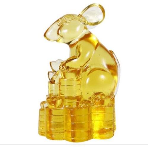 Liuli Zodiac Rat Cute Mouse Feng Shui Craft Living Room Decoration