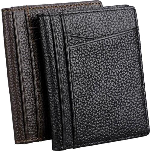 2019 mens 100% genuine leather mini credit card wallet purse women Drivers license cover card bag cion purse organizer holder