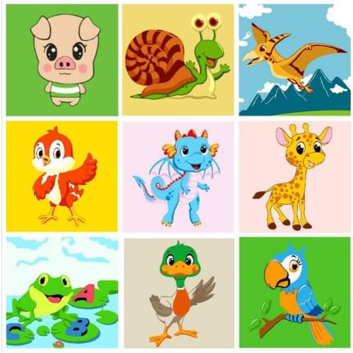 Frame Animals DIY Painting By Numbers Kit Kids Image Paint By Numbers Hand Painted Unique Gift For Children Arts 20x20cm