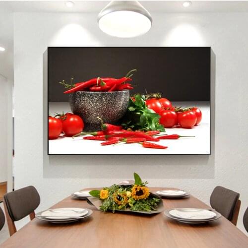 Tomatoes And Peppers Wall Art Canvas Prints Realist Kitchen Wall Posters And Prints Modular Pictures For Kitchen Room Cuadros