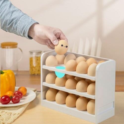 New Rotating 30 Grids Egg Storage Box 3 Tiers Fridge Eggs Organizer Container Space-saving Kitchen Eggs Holder Container Case
