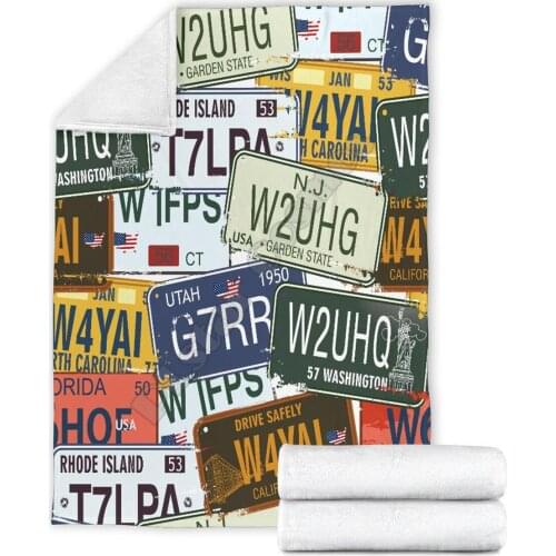 License Plate Sherpa Blanket Plush Velvet Warm Sheet Cartoon Office Nap 3D Printed Fleece Blanket Throw Blanket