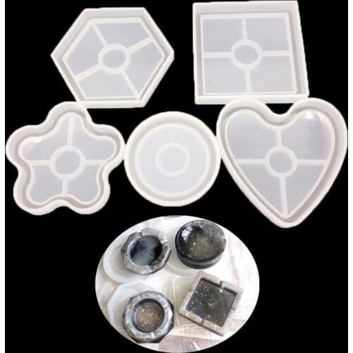 DIY Oval Mold Ashtray Mold Coaster Flexible Silicone Tray Mold Polygon Epoxy Resin Casting Molds Plaster Mold DIY Craft Tool
