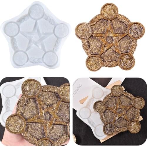Pentagram Altar DIY Handmade Candle Holder Silicone Mold Divination Blessing Ceremony Tea Wax Cup Candle Holder Resin Mold