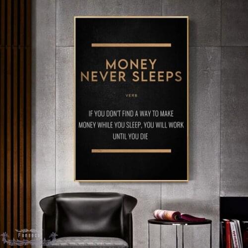 Money Never Sleeps Poster Wall Art Picture For Living Room Simple Nordic Modular Canvas Painting Modern Home Decoration