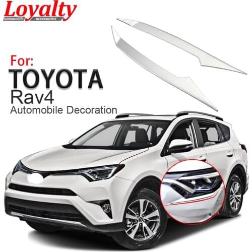 Loyalty for Toyota RAV4 2016 2017 Front Headlight Lamp Eyebrow Trim Cover Strip ABS Chrome Car Accessories