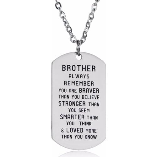 Brother Gifts Pendants Stainless Steel Best Friends Necklace Charm Friendship Family Bro Gifts Mens Necklace Jewelry Presents